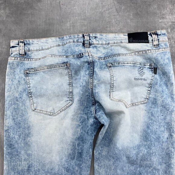 Rocawear Jeans Men 42W x 32L Blue Acid Wash Skinny High Rise Cotton Stretch - Picture 12 of 13